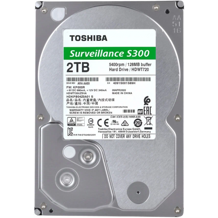 Жесткий диск HDD Video Surveillance Toshiba S300 3.5'' 2TB 128 MB