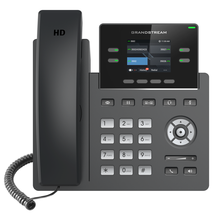 IP телефон Grandstream GRP2612P (PoE, блок питания не входит в комплект). 4 SIP аккаунта, 4 линии, цветной LCD, PoE, 16 virtualBLF